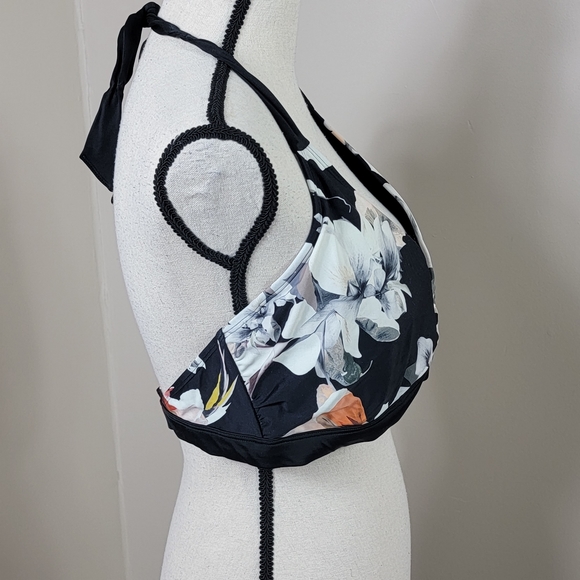 Athleta Floral Polynesia Swim Halter Bikini Top Sz 40D/DD - Picture 3 of 14